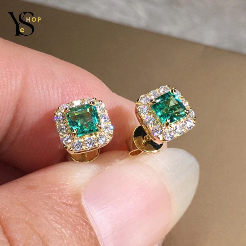 Shine and Elegance: Green CZ Stud Earrings to Elevate Your Wedding Look and Special Occasions | YeuroShop