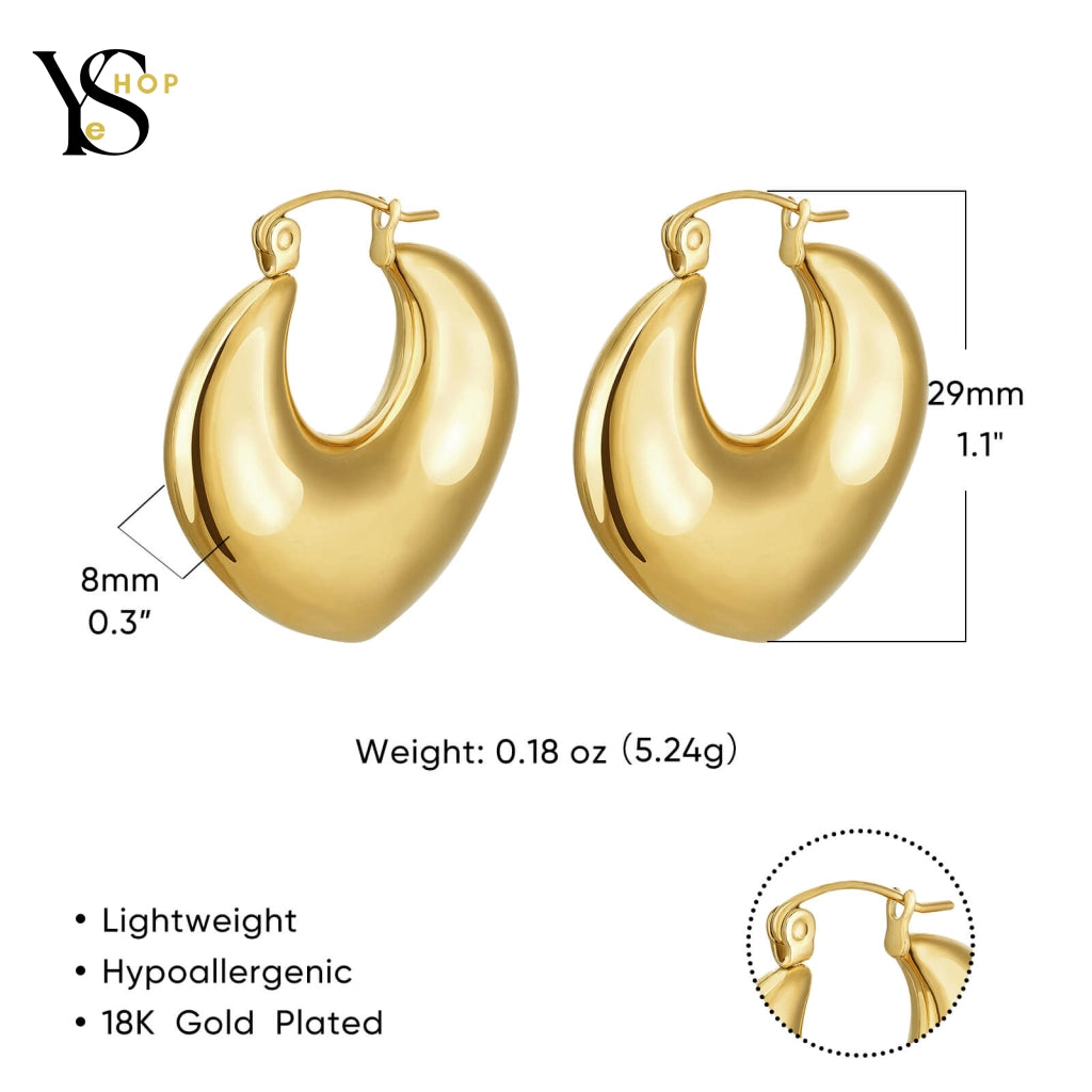 Boucles d'oreilles créoles rondes tendance pour femmes | Boucles d'oreilles géométriques en acier inoxydable | YeuroShop