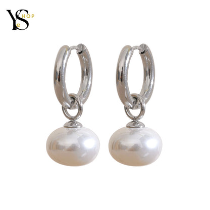 Rehaussez votre style avec des boucles d'oreilles créoles coréennes dorées - Des perles d'imitation luxueuses pour un look intemporel | YeuroShop