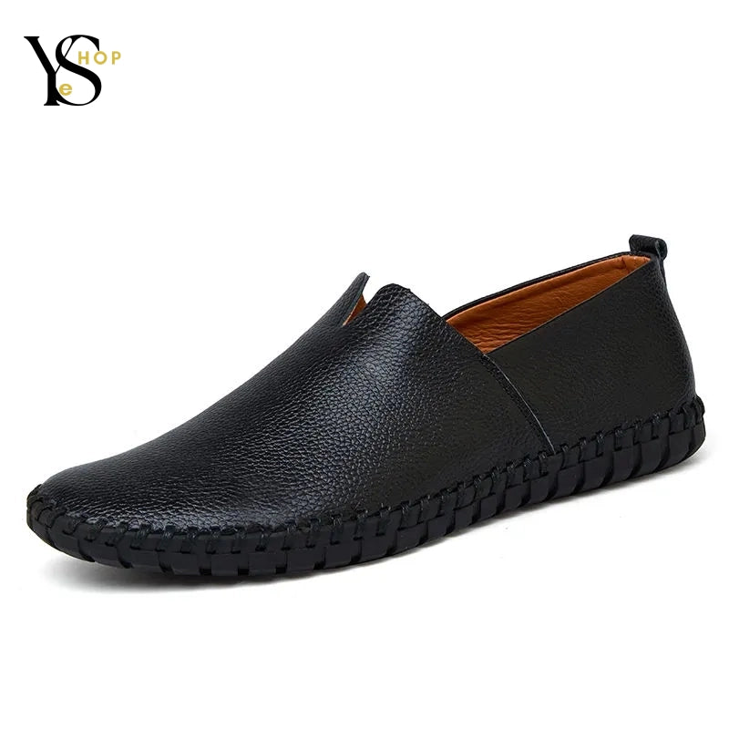 Elevate Your Comfort with Men’s Cow Leather Loafers – Casual, Breathable Moccasins with Thin Soles for Driving | YeuroShop