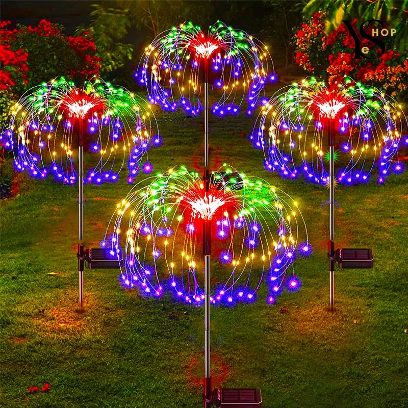 Crea magia en tu jardín con nuestras luces LED solares de fuegos artificiales: lámpara modular e impermeable | YeuroShop