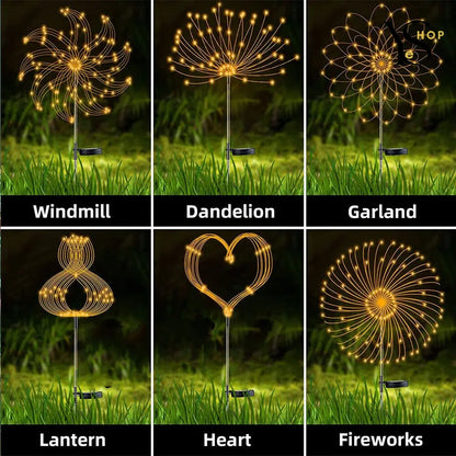 Crea magia en tu jardín con nuestras luces LED solares de fuegos artificiales: lámpara modular e impermeable | YeuroShop