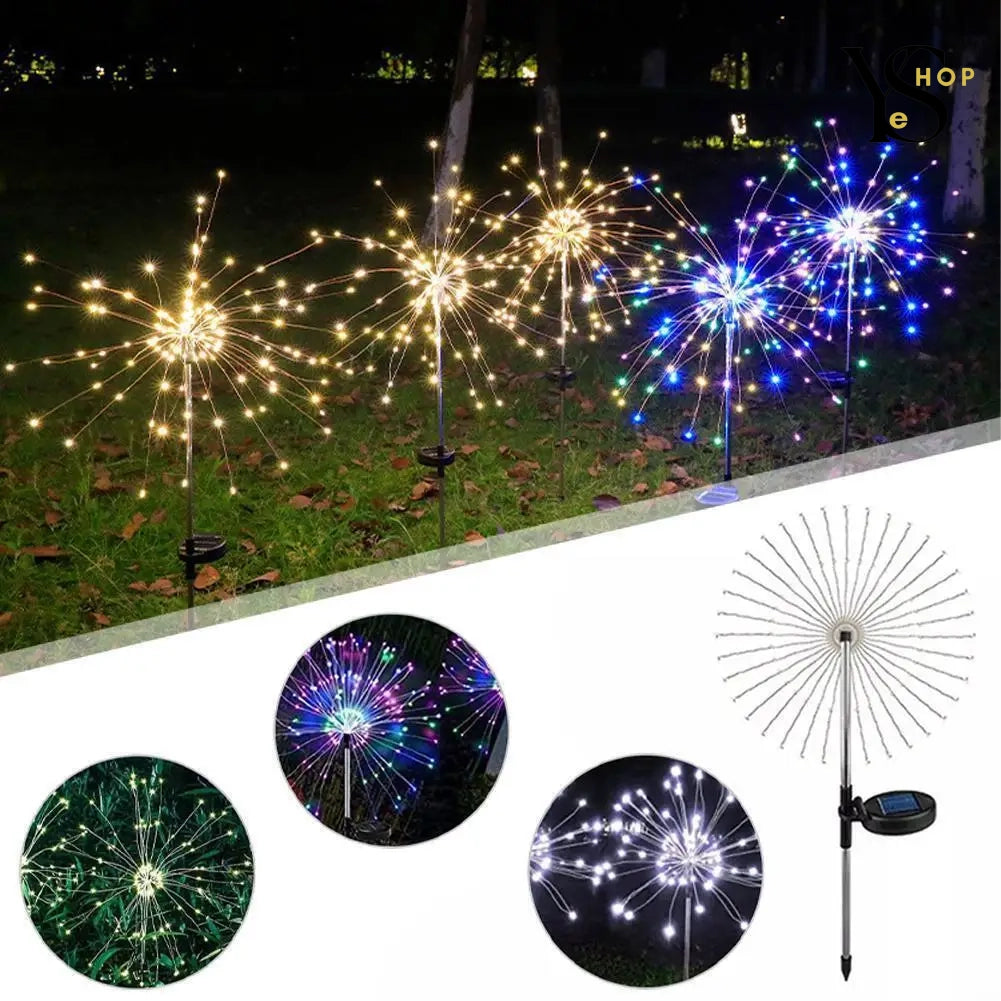 Crea magia en tu jardín con nuestras luces LED solares de fuegos artificiales: lámpara modular e impermeable | YeuroShop