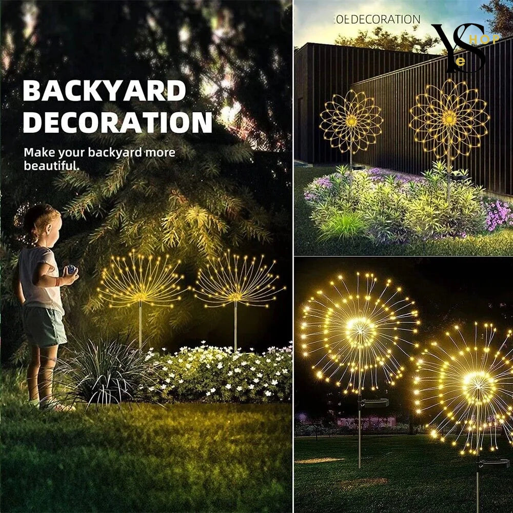 Crea magia en tu jardín con nuestras luces LED solares de fuegos artificiales: lámpara modular e impermeable | YeuroShop