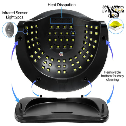 Trendiger 320 W LED-UV-Nageltrockner | Professionelles Gel-Nagellack-Licht mit Auto-Sensor | YeuroShop