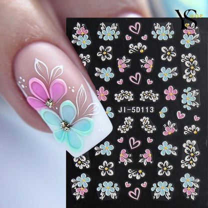 Werten Sie Ihre Nagelkunst mit bunten 5D-Blumenaufklebern auf – Lebendige Schmetterlings- und Rosenaufkleber für Frühling und Sommer | YeuroShop