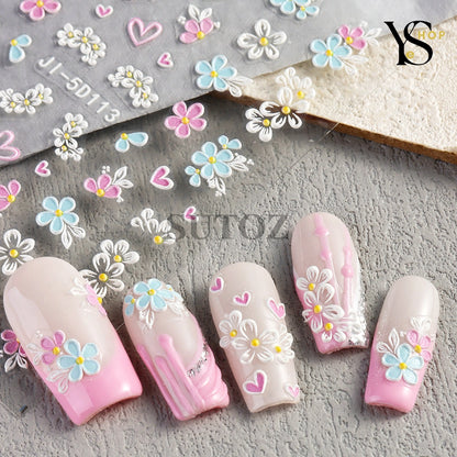 Esalta la tua nail art con adesivi floreali colorati 5D: adesivi vivaci con farfalle e rose per la primavera e l'estate | YeuroShop