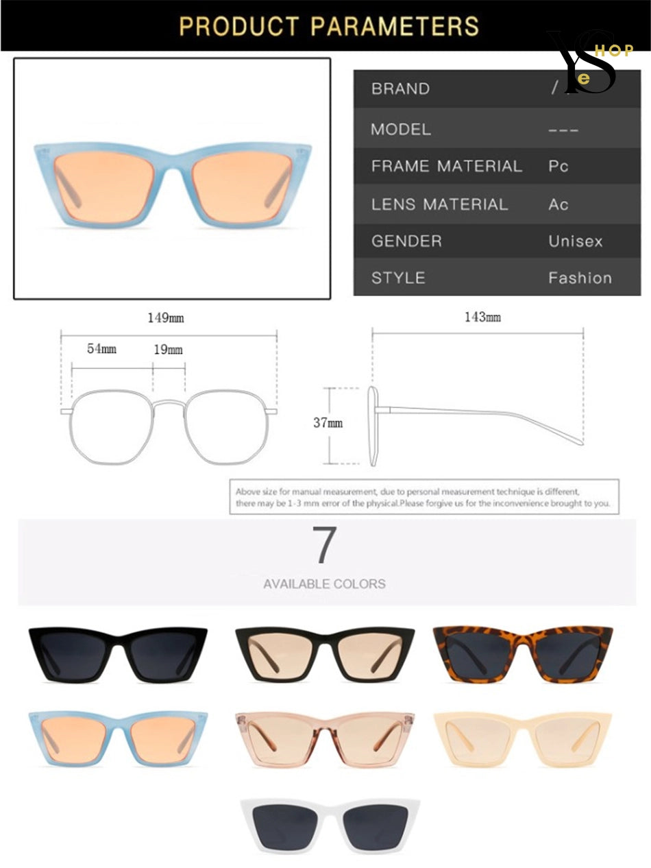 Adoptez le style établi avec nos lunettes de soleil œil de chat – Petites montures carrées rétro tendance pour femme.