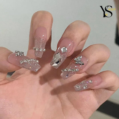 Adopte la elegancia con 24 uñas postizas rosas con diseño de mariposa con pegamento y herramientas para un estilo sin esfuerzo | YeuroShop