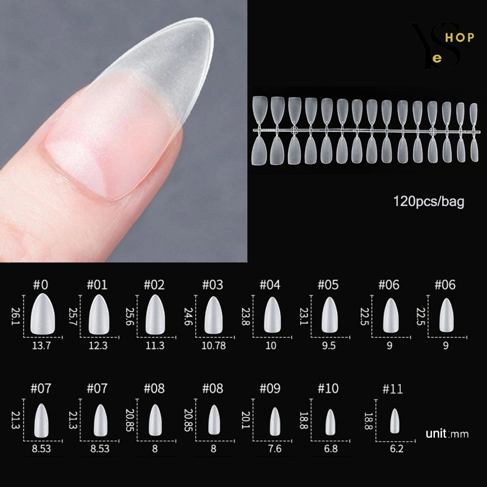 120pcs bouts d'ongles à pression ovales mats en amande - faux ongles souples à couverture complète pour une manucure chic et sans effort.