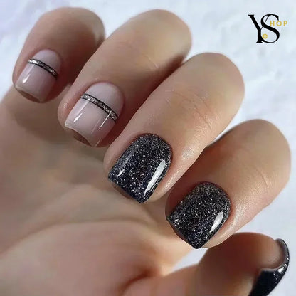 Transform Your Style with 24pcs Glittery Wine Red Press-On Nails – Chic Square and Round Designs | YeuroShop