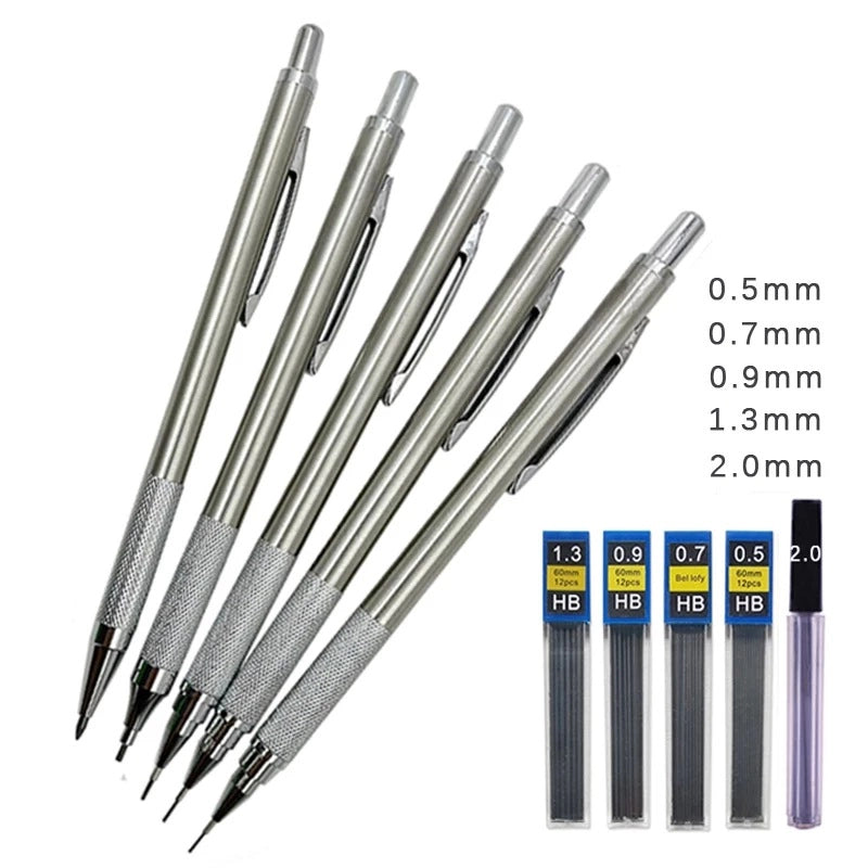 Professional Metal Mechanical Pencil for Sketching - 0.3/0.5/0.7/0.9/1.3/2.0/3.0mm | YeuroShop