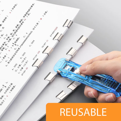 Mini agrafeuse réutilisable sans trace - Outil de reliure pour papier, livres, dossiers, bureau et école | YeuroShop