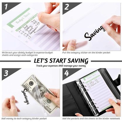 Planificateur de budget A6 avec 8 enveloppes zippées et autocollants – Organiseur Cash System | YeuroShop