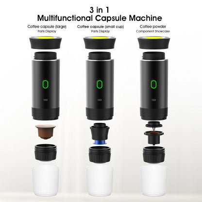 Machine à café expresso portable électrique sans fil – Machine à café de voyage 3 en 1 pour capsules et poudres | YeuroShop