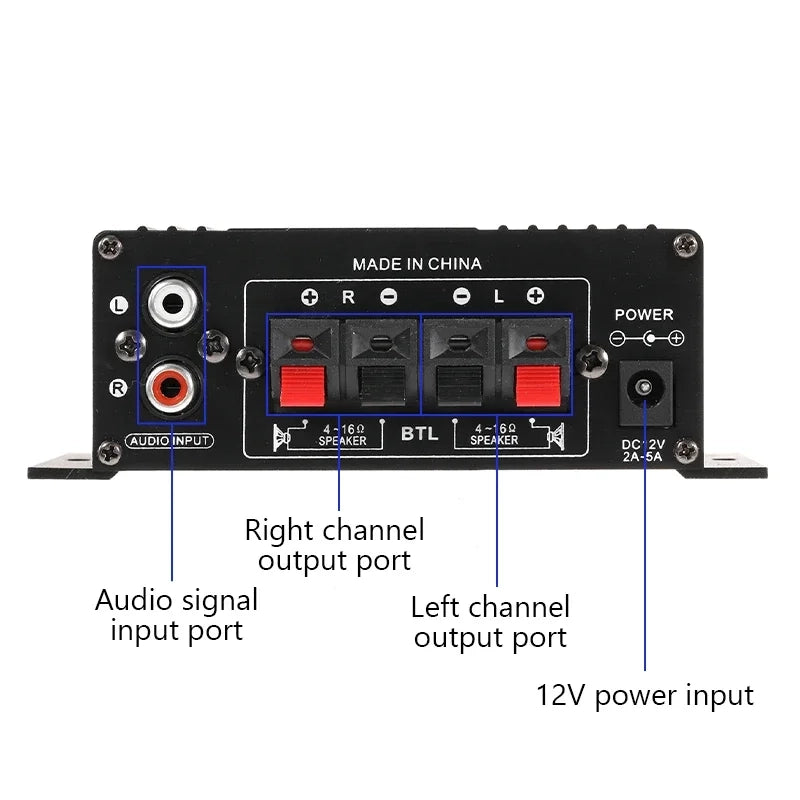 AK170 Mini Digital Audio Power Amplifier with Blue Light | YeuroShop