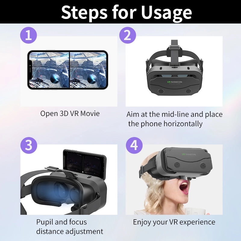 VR Glasses Virtual Reality Headset with 3D Lenses | YeuroShop