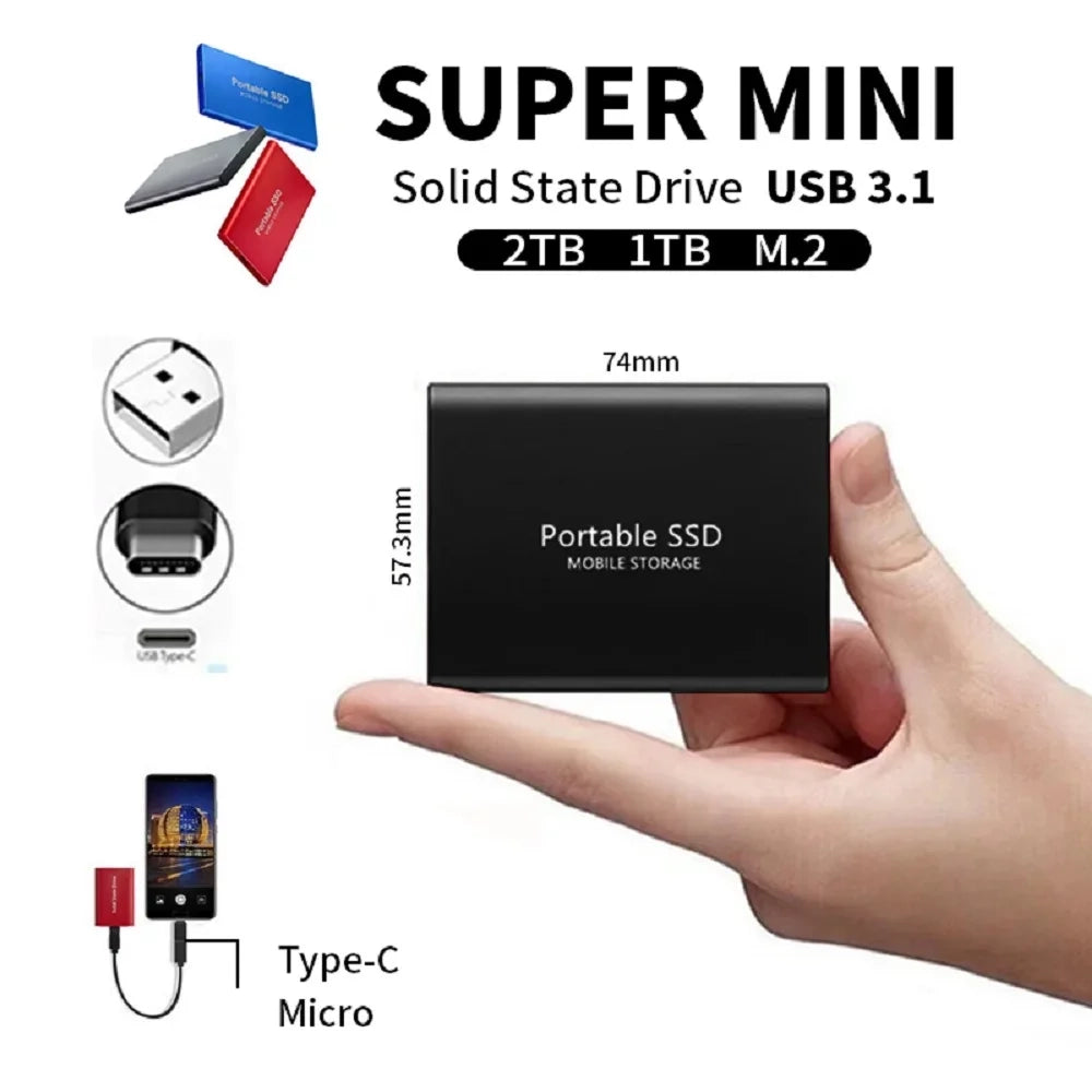 Portable External Hard Drive 1TB/2TB USB3.1 High-Speed SSD 500GB | YeuroShop