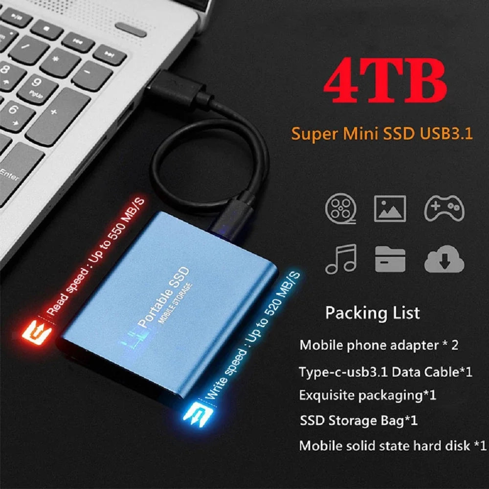 Portable External Hard Drive 1TB/2TB USB3.1 High-Speed SSD 500GB | YeuroShop