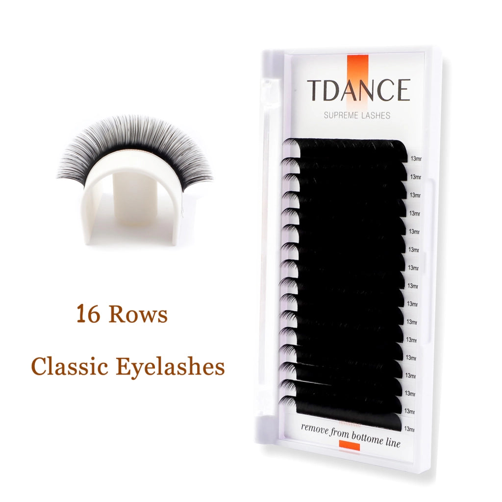 16 Rows Classic Lash Dark Black Matte Eyelash Extensions | YeuroShop