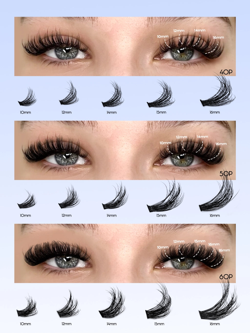 Mixed Volume Cluster Lash Collection - Fake Mink Eyelash Extensions | YeuroShop