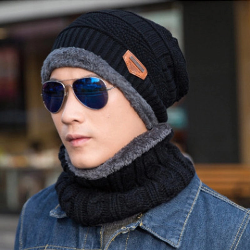 Winter Skullies Beanies mit Wollschal – Strickmütze und Sturmhaube für Damen und Herren | YeuroShop