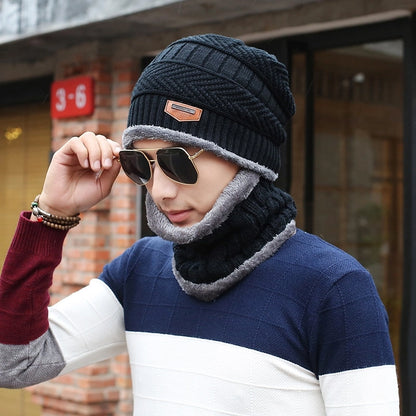 Gorros de invierno con bufanda de lana – Gorro de punto y pasamontañas para hombre y mujer | YeuroShop