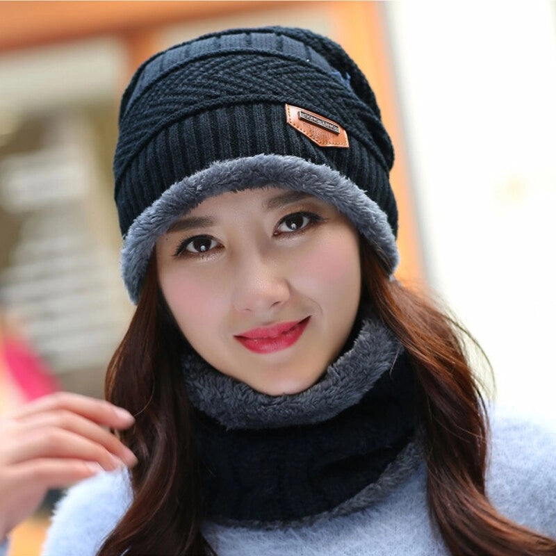 Winter Skullies Beanies mit Wollschal – Strickmütze und Sturmhaube für Damen und Herren | YeuroShop