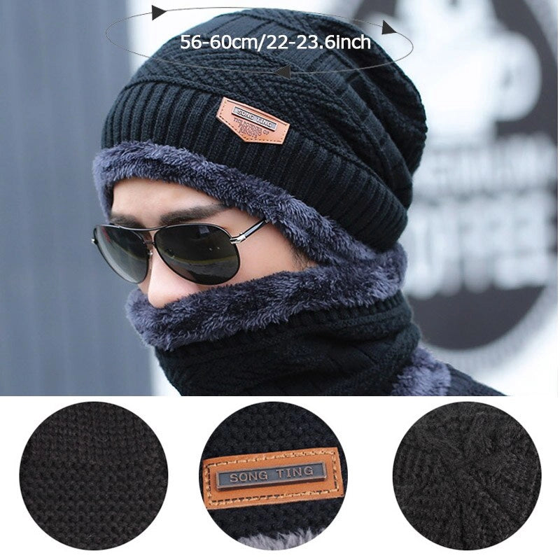 Winter Skullies Beanies with Wool Scarf – Knitted Hat and Balaclava for Men and Women | YeuroShop