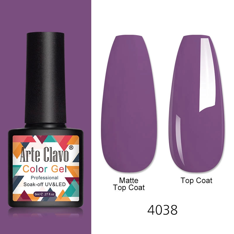 Smalto per unghie in gel Arte Clavo 8ml - Top & Base Coat opaco, LED Soak Off, vernice ibrida nera e bianca | YeuroShop