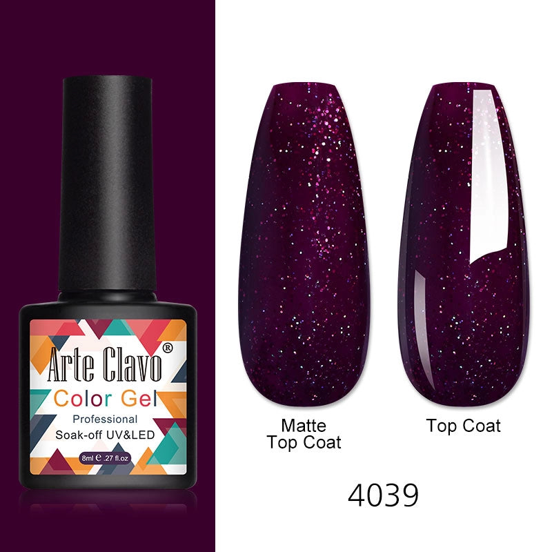 Vernis à ongles gel Arte Clavo 8 ml – Top Coat et base mats, LED soak off, vernis hybride noir et blanc | YeuroShop