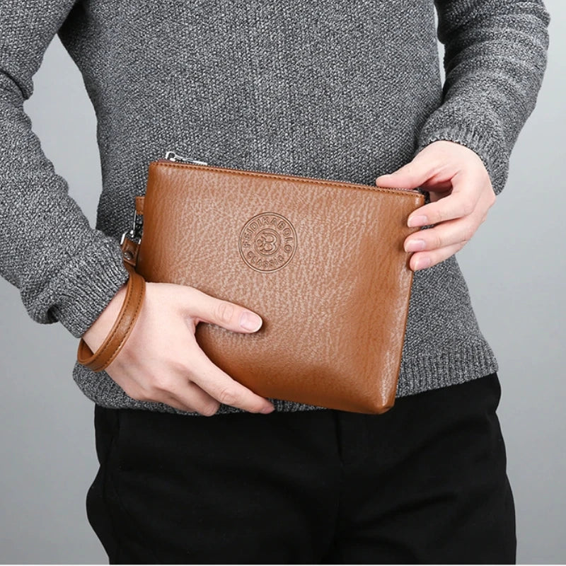 Cartera de mano grande de estilo ejecutivo para hombre: bolso de mano de piel sintética suave | YeuroShop