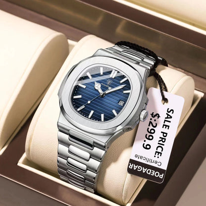 Luxury Men's Watch – Stainless Steel Business Quartz Watch with Luminous Date | YeuroShop