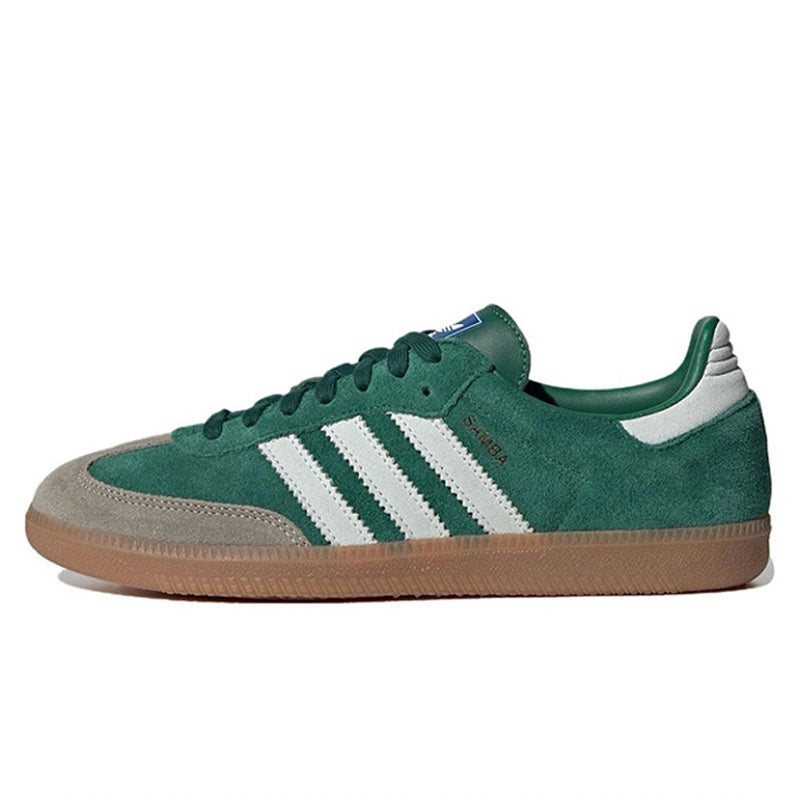 Scarpe da skateboard Adidas Originals Samba Low Unisex in pelle verde martellata | YeuroShop